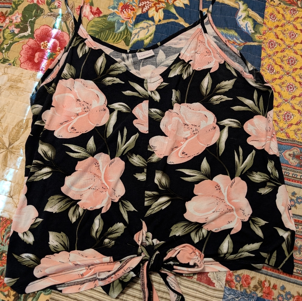 Floral Black and Pink Women's Top
